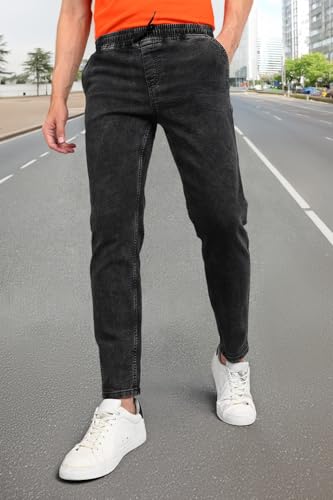 Image of Urbano Fashion Men Mid Rise Regular Fit Washed Jogger Jeans Stretchable
