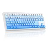 ゲーミングキーボード M87 類リニアメカニカルキーボード メンブレンキーボード3モード Bluetooth/2.4G/有線 静音 シリコンタッチ PBT ファッショングラデーション 87キー 26キーアンチゴースト 4000mAhバッテリー RGBバックライト ケーブル分離式 Mac/Windows対応（アイスブルー）