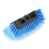 Sylvil Car Wash Brush Head, 10 Inch Automotive Wash Brush Head with Soft Bristles, Flow-Thru Dip Brush for Vehicle Boat RV Camper Truck Washing, Universal Car Accessories (Blue)