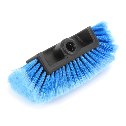 Sylvil Car Wash Brush Head 10 Inch Automotive Wash Brush Head with Soft Bristles Flow-Thru Dip Brush for Vehicle Boat RV Camper Truck Washing Universal Car Accessories (Blue)