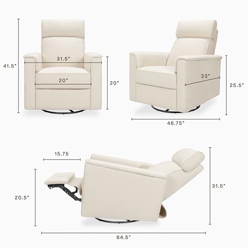 Image of Namesake Willa Pro Power Recliner Glider, Performance Ivory Boucle | GREENGUARD Gold Certified Recliner w / 270 Swivel - Built-in USB Charging Port w / Adjustable Headrest & Power Lumbar Support