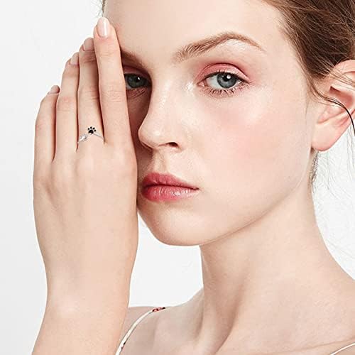 Animal Ring 925 Sterling Silver Dolphin Cat Paw Print Ring for Daughter Women Girls Birthday Gift