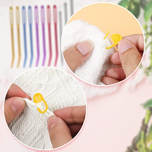 Large-Eye Blunt Needles Kit, Including 8Pcs Curved Tapestry Needles 3Pcs Yarn Needles 15Pcs Stitch Markers, Macrame Needles Darning Needles For Knitting Wool Needles For Hand Stitch Diy Crafts #TOP3
