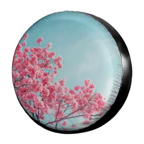 Image of Dujiea Beautiful Cherry Blossom Spare Tire Cover, Universal Wheel Tire Cover Waterproof Dust-Proof Tire Protectors for Trailer Rv SUV Truck Camper and Many Vehicle 14 15 16 17 Inch