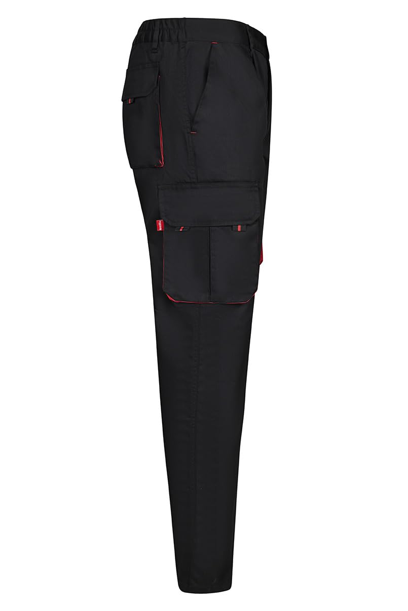 VELILLA 103004; Pantalón Bicolor Multibolsillos; Color Negro y Rojo; Talla 44