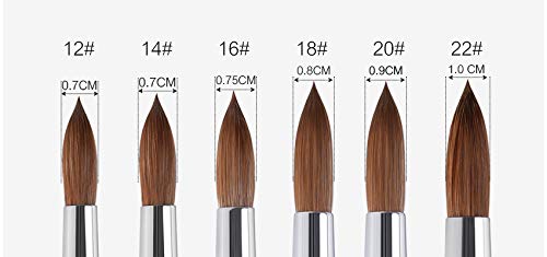 Kads 100% Kolinsky Sable Acrylic Nail Art Brush Red Wood Pen Nail Brush Size 12# 14# 16# 18# 20# Nail Art Manicure Tool Set #TOP2