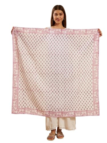 Image of Ravaiyaa - Attitude is everything Sanganer Hand Block Printed Scarves Pure Cotton Scarf Square Hijab Dupatta 40 inch X 40 inch Inch