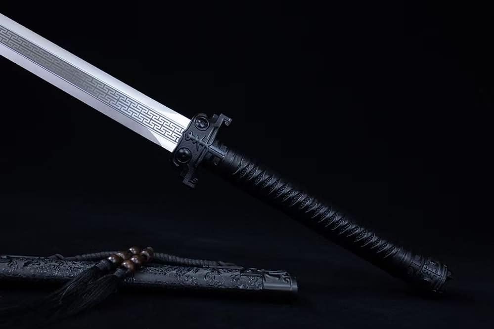 Miniatura 6 de LOONGSWORD - Espada china Jian  Acero de alto carbono 7Cr17MoV forjado a mano, espiga completa, vaina de madera y mango de piel sintética