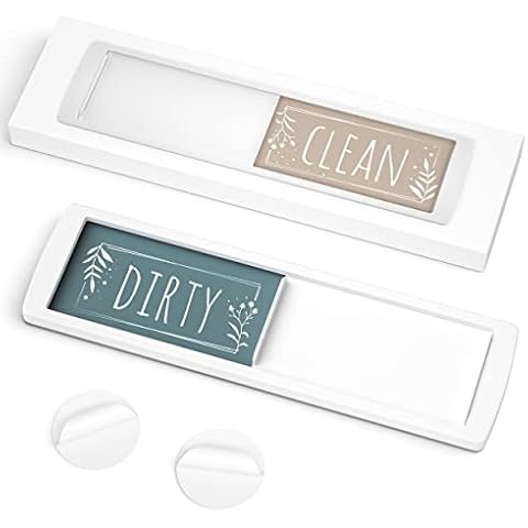Stylish Clean Dirty Dishwasher Magnet Sign - Ideal Signs for Any Home or Office Kitchen - Nice Decor - Double-Sided Adhesives Included for Non-Magnetic Dishwashers, Laundry or Washing Machine Cover