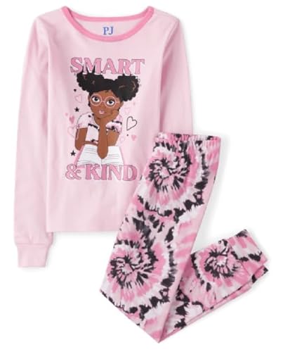Image of The Children's Place girls Long Sleeve Top and Pants Snug Fit 100% Cotton 2 Piece Pajama Set