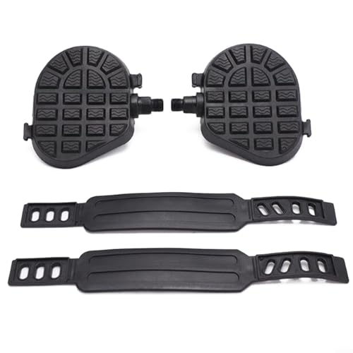Fauhapyway Pedales de bicicleta estática con correas ajustables antideslizantes para ciclismo en interiores, bicicleta de spinning, bicicleta estacionaria, correas de goma ajustables (eje B de 9/16