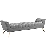 Modway Response Upholstered Fabric Bench in Expectation Gray