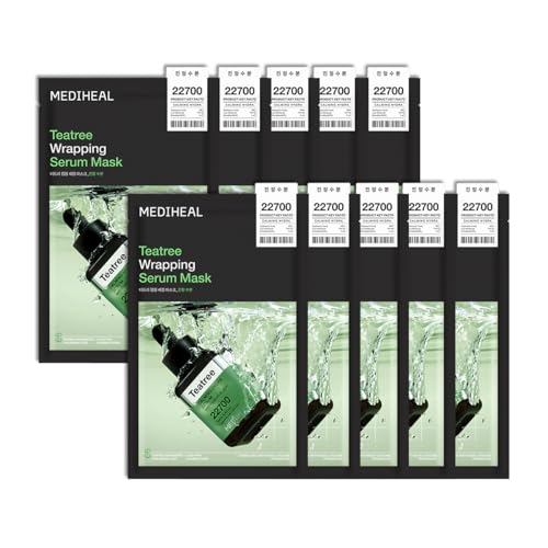 Image of MEDIHEAL Wrapping Serum Mask [Teatree] Calming Hydra - 99% Pure Teatree & Terpineol for Acne-Prone Skin - Helps Calm Redness & Control Excess Oil - Improves Overall Skin Clarity (10 Sheets)