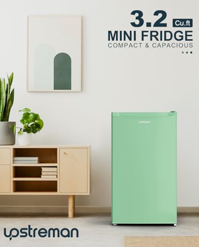 Upstreman BR321 3.2 Cu.Ft Mini Fridge With Freezer, Single Door Mini Fridge, Dorm Fridge, Adjustable Thermostat, Mini Refrigerator thumb #5