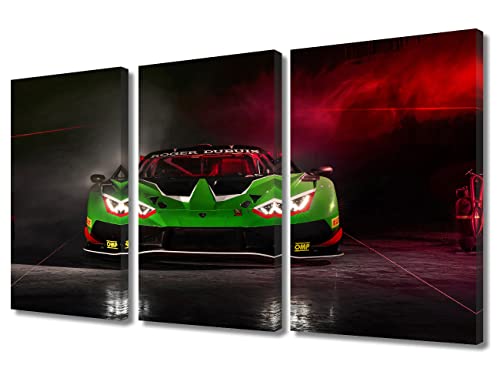 Green Car Poster Decor Wall Art Painting Sports Car in the Infrared Bedroom Living Room Wall Decor Supercar Framed Modern Pictures Canvas Prints Artwork for Wall Decor Office Decorations, 36" Wx24 H