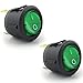 Magic&shell 2-Pack Round Rocker Power Switch 6A 250V AC 3 Pin 2 Position ON/OFF Power Switch SPST Green Button with Light