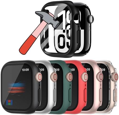6 Pièces Dur Coque pour Apple Watch Series 4 5 6 SE 44mm Protecte...