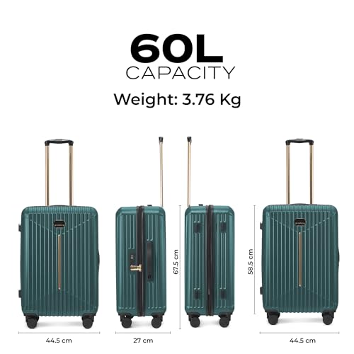 Image of Midnight Voyager Check-in Medium 67.5cm | Trolley Bag Hard Case Polycarbonate, 4 Wheels 360 Degree Wheeling System Luggage, Suitcase for Travel, with Front Laptop Access (Moss Green)