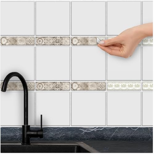 FoLIESEN - Fliesenaufkleber | selbstklebende Fliesen-Folie für Bad & Küche | Deko Klebe-Folie für Wandfliesen Küchenrückwand & Bordüren | Patchwork Vintage, .:5x20 cm / 16-tlg. Set FoLIESEN - Fliesenaufkleber | selbstklebende Fliesen-Folie für Bad & Küche | Deko Klebe-Folie für Wandfliesen Küchenrückwand & Bordüren | Patchwork Vintage, .:5x20 cm / 16-tlg. Set