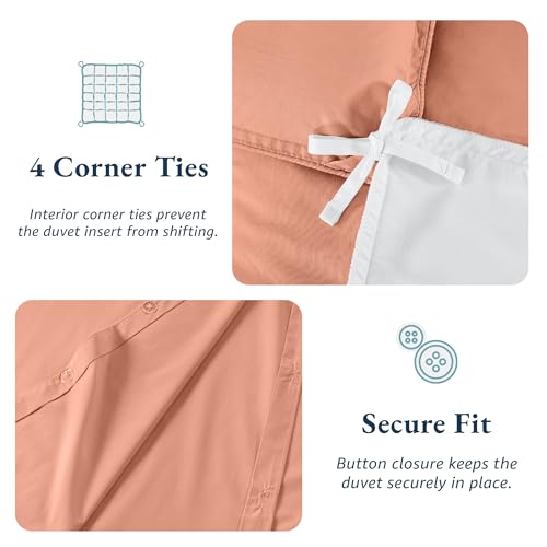 Image of LANE LINEN Premium Organic Cotton Single Duvet Cover Rose Dawn - 135x200cm Luxury Bedding Set, Ultra Soft Breathable Fabric, 2-Piece with Pillow Sham