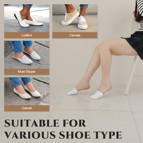 5 Pairs Premium Cotton Mule Socks for Women Well-Made Toe Topper No-Show Liner Socks, Comfortable, Breathable4