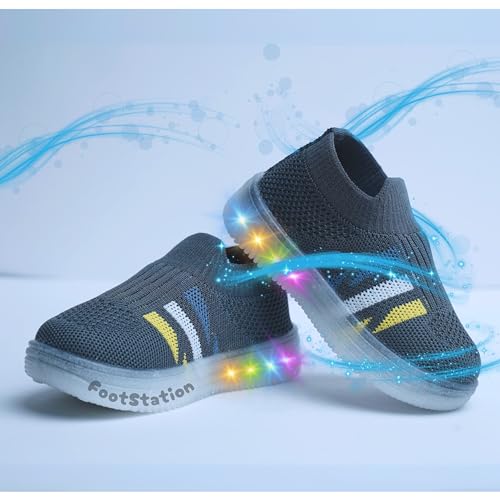 Image of Jugnu Toddler Boy's & Girl's LED Light-Up Shoes | Breathable Mesh First Walking Shoes with Soft Cushioned Insole & Stretchable Slipon Shoe for Infants & Kids (Age 18 Months to 5 Years)