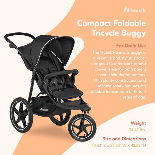 Hauck 274200 Runner 2 Compact Foldable Tricycle Jogger Buggy Stroller Pushchair thumb #1