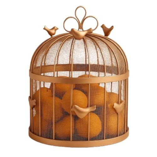 Home Trends India Home Own Decor Fruit Basket with mesh (Jaali) & Lid Countertop Ideal for Storing Fruits, Vegetables, Daily use | Insect Proof | Size-10x10x13 Inches (Golden) Deal