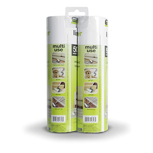 Smart Design Floor Lint Roller Refill - Easy-Peel Angled Sheet - 50 Adhesive Sheets - for Cleaning, Carpet, Car, Clothing, Pet Hair [2 Pack] (100 Sheets Total) - Thumbnail 2