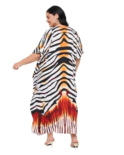 Image of Gypsie Blu Women Plus Size Kaftan Dress Beach Cover Up Maxi Dresses for Women, V-Neck Kimono Sleeve 1X-3X