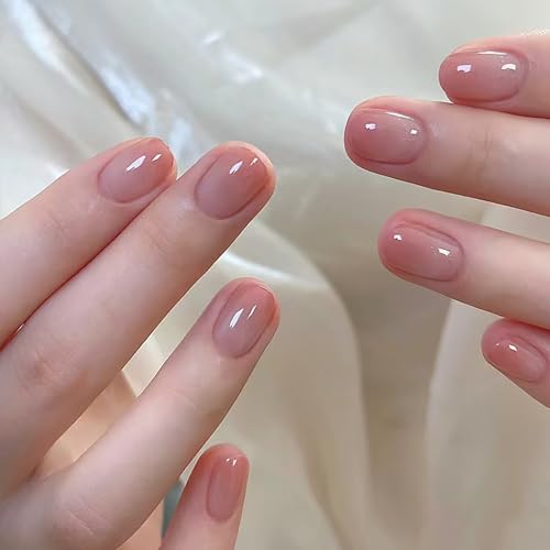 BHIDENAW ネイルチップ ショート 24枚入 人気 和風 かわいい シンプル おしゃれ 成人式 結婚式 パーティー 日常生活に使用できます 花嫁ネイル 光沢 つけ爪 両面テープ ウッドスティック (シンプル -14, M)（Amazon）
