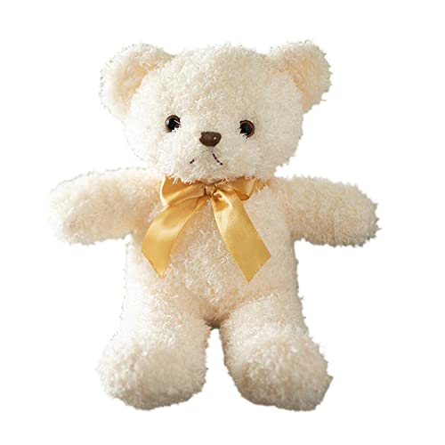 Georgie Porgy Peluche ours en peluche pour enfant - Avec cravate dorée - Cadeau pour fille - 30 cm - Blanc Cover