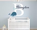 Personalized Whale Name Wall Decal for Boys - Nursery Room Decor - Nursery Nautical Wall Decals - Na