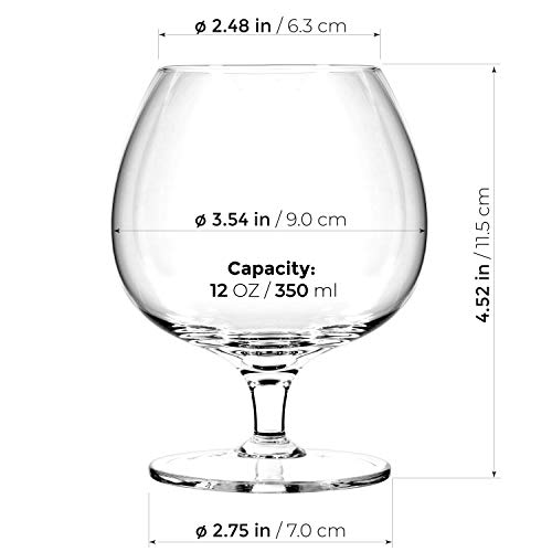 Luxbe - Cognac & Brandy Crystal Small Glasses Snifter, Set Of 4 - Handcrafted - 100% Lead-Free Crystal Glass - Great For Spirits Drinks - 12-Ounce #TOP3