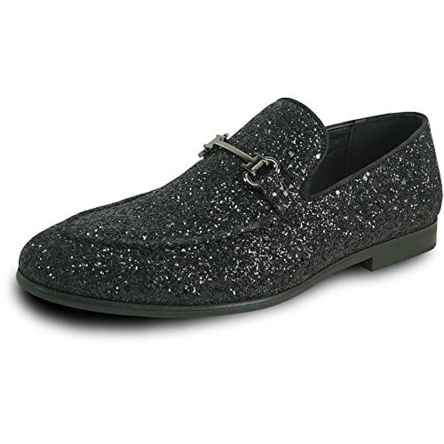 Image of bravo! Men Dress Shoe Prom Slip-on Loafer Lace-up Oxford Cap Toe Metallic Glitter for Wedding Prom Black Blue Green Gold Pink Pewter Purple Silver Red
