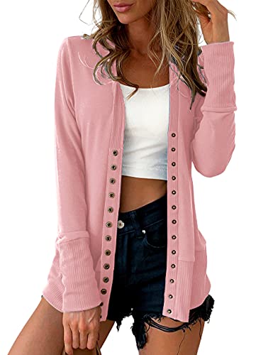 Traleubie Women's Long Sleeve V-Neck Maternity Button Down Shirts Cardigan Sweater Pink L #TOP14