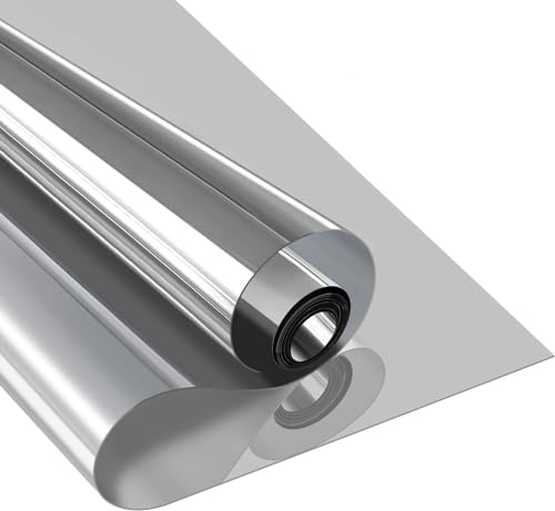 One Way Window Film Privacy Film for Glass Windows, Static Cling Reflective Window Film Anti Uv, Mirror Window Tint Film Privacy for Home Office - Silver 44.5 * 200cm