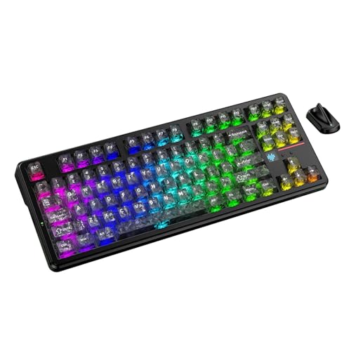 MAMBASNAKE x ATTACK SHARK X87 Ultra Kabellose Gaming-Tastatur, 8000Hz, Tri-Modus TKL 80% Mechanische RGB Tastatur, 10000mAh, Hot-Swap, Lineare Switches, Display, Transparente Keycaps - Ink