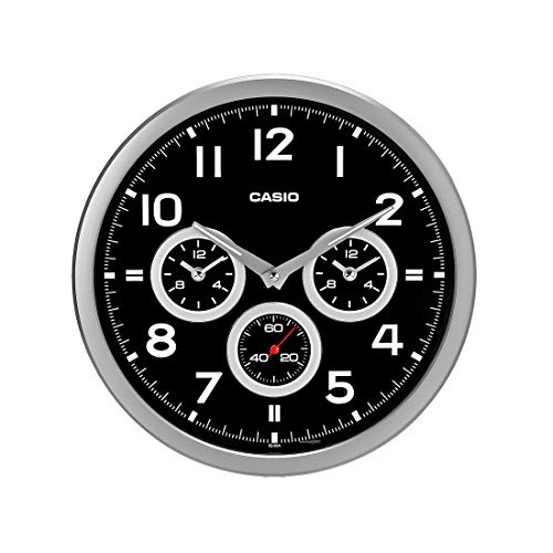 Image of Casio Round Resin Wall Clock (35 cm x 35 cm x 5.5 cm, Black)