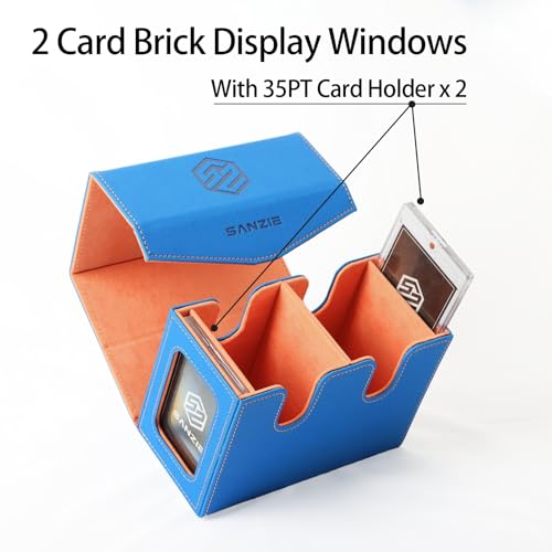 Image of SANZIE Card Deck Box for MTG Commander Deck Box with 2 Toploaders 35PT fits 240+ Single Sleeved Trading Cards PTCG TCG Deck Box for Trading Cards (Blue)