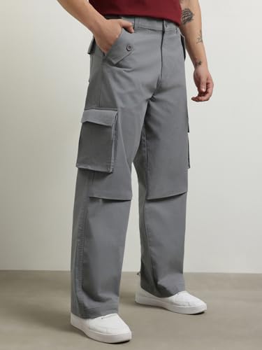 Image of Nobero Oversized Cargo Pants for Men | Oversized Fit | Multiple Cargo Pockets | Elasticated Waist | Casual & Utility Wear