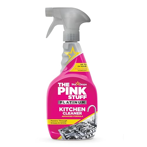 The Pink Stuff Platinum Kitchen Cleaner Spray 750ml - Powerful Grease & Grime Remover with AromaGuard 24hr Freshness - Multi-Surface Kitchen Cleaning Spray for Hobs Worktops Sinks & Appliances