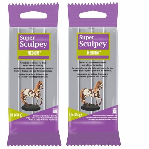 Morezmore M02879x2 2lb Super Sculpey Medium Blend Gray Oven Bake Polymer Clay QC1
