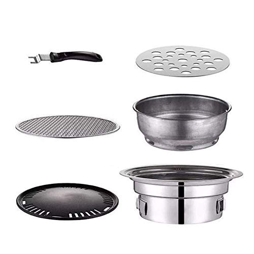 Holzkohlegrill Grill Raucher BBQ Grill Edelstahl Tragbarer Grill Camping Grill Mini BBQ Tool Kits für Picknick Gartenkochen Reisegrill Zubehör D 35cm