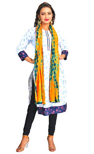 Image of Women's Pure Cotton Multi-Colored Traditional Authentic Tie Dye with Bandhej Bandhani Dupatta Chunni