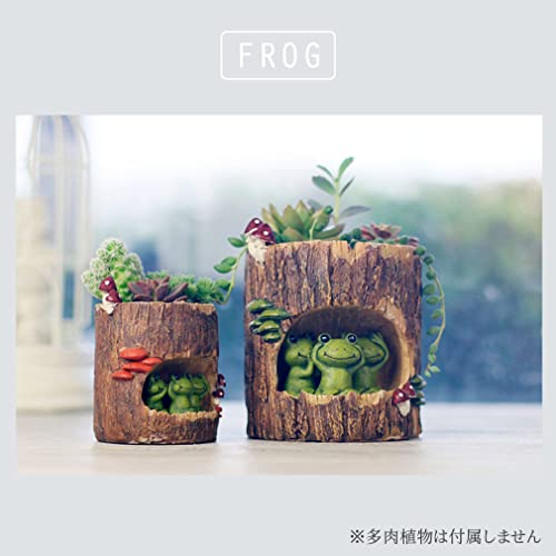 [デバリエ] 多肉植物 プランター 植木鉢 園芸鉢 陶器 サボテン おしゃれ 動物の多肉植物の鉢 切り株 フラワーポット 底穴あり (カエルS) bzl-48-fs 6枚目
