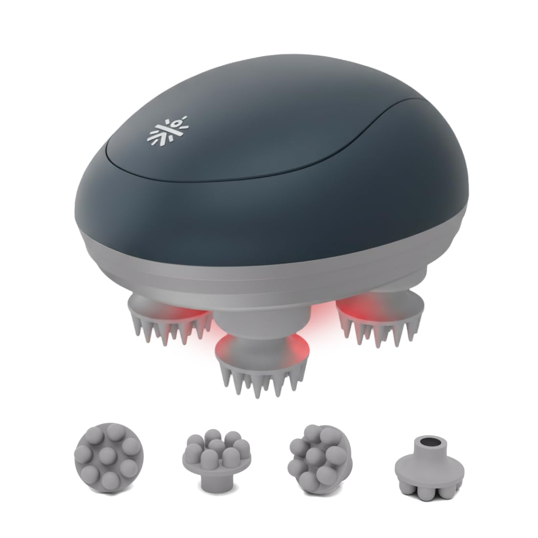 Cult Aura Head Massager with Red Light Therapy | Silicone Heads with 4 Extra Attachments for Stress Relief & Relaxation