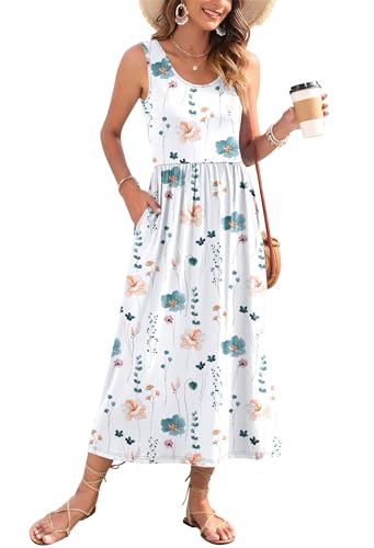 Image of WNEEDU Women's Summer Maxi Dress Casual Sleeveless Sundress