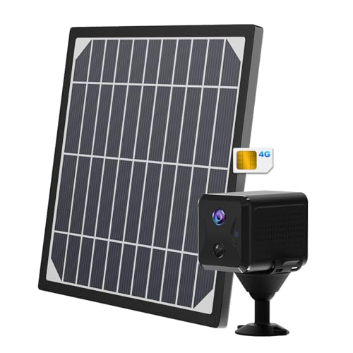UCOCARE Telecamera 4G con Pannello Solare, Batteria 5200mAh, FHD Portatile Telecamera con SIM 4G Senza WiFi, Visione 160°, AI Rilevazione Moviment Allarme, Visione Notturna