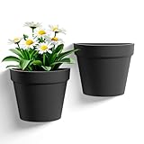 Asnext 2 Pack Plastic Wall Planter for Indoor Plants, 7.5 Inch Hanging Wall Planter Pots, Wall Mounted Succulent Planters (Black)